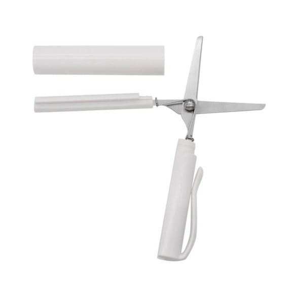 Modern Pen Shape Art Scissors, Ambidextrous, Straight Edge, Stainless Steel, White ,1Pcs