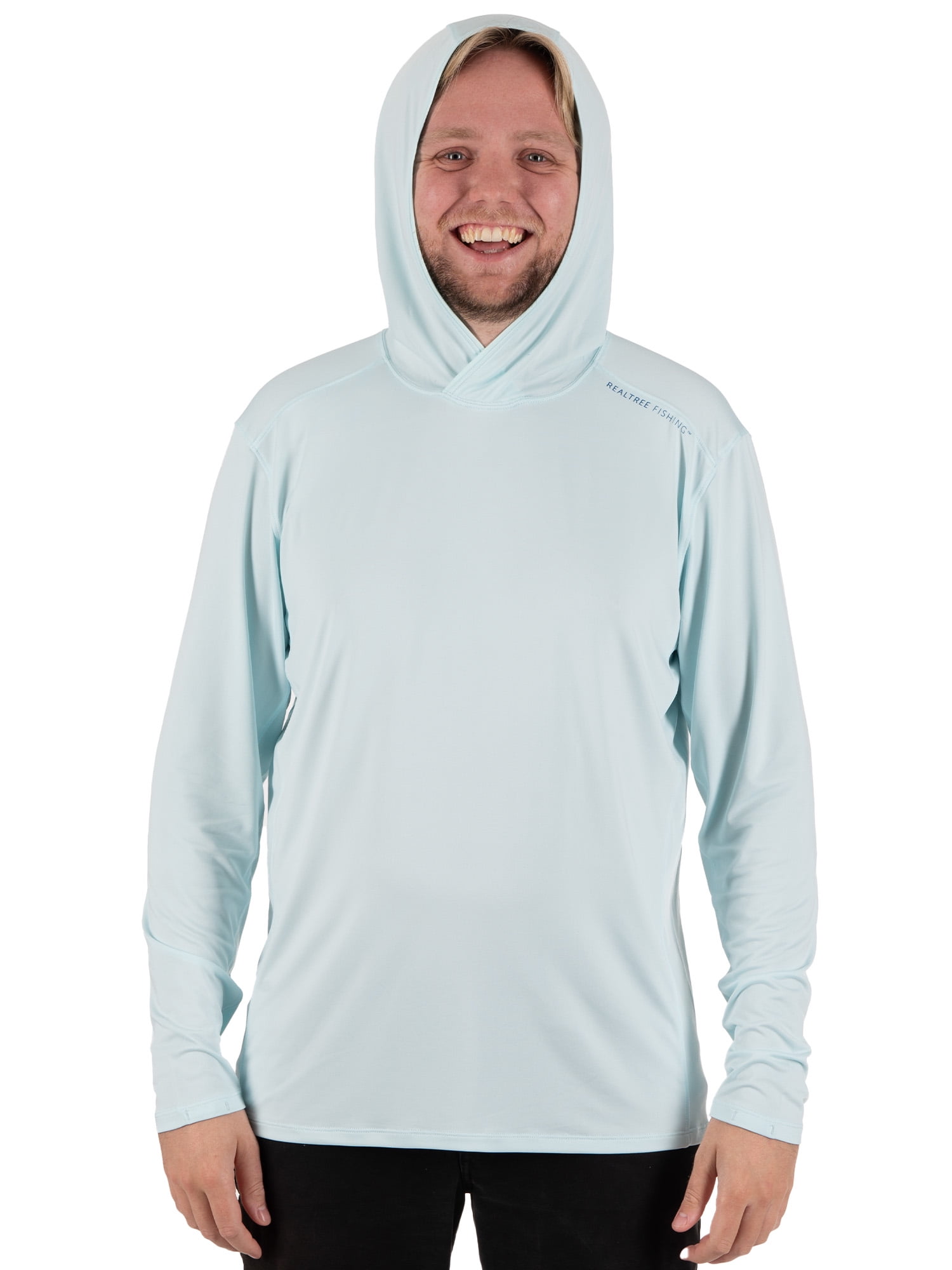 Realtree Men's Long Sleeve Performance Fishing Hoodie, Ice Caps, S