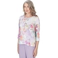 thumbnail image 3 of Alfred Dunner Womens Petite  Three Quarter Sleeve Butterfly Top, 3 of 6