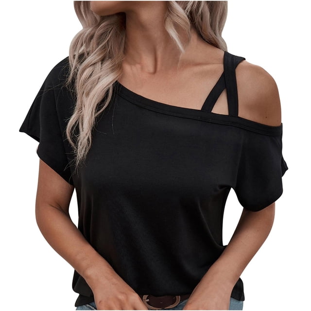 Blouses à Manches Courtes pour Femmes Mode Femme Manches Courtes Col en V Blouse Unie Pull Décontracté Poches Hauts Femmes Manches Courtes Hauts pour Femmes Blouses Manches Courtes pour Femmes
