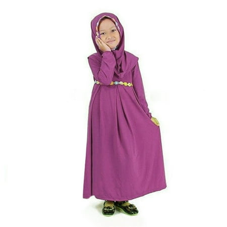 

nsendm Dress Girl Long Kids Sleeves Embroider Hijab Abaya Baby Long with Girls Sweater Dress Size 10 Girls Dress Hot Pink One Size