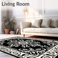 thumbnail image 2 of ODIKA 8'x10' Machine Washable Non-Slip Area Rug, Damask Paisley Swirl with Vintage Flourishes High Traffic Rug, Black, 550256, 2 of 7