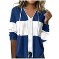 thumbnail image 2 of FDGIU Women's Color Block Ribbed Zip Up Hooded Cardigan, Long Sleeve Drawstring Hoodie Jacket Casual Outerwear for Daily Outdoor Wear, 2 of 6