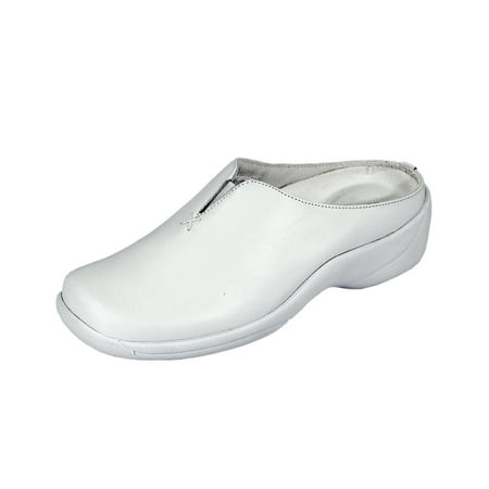 

24 HOUR COMFORT Isabella Wide Width Professional Sleek Clog WHITE 6