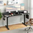 thumbnail image 2 of Costway 63" x 24" Electric Standing Desk with 2 Drawers Monitor Stand Storage Shelf Black, 2 of 9