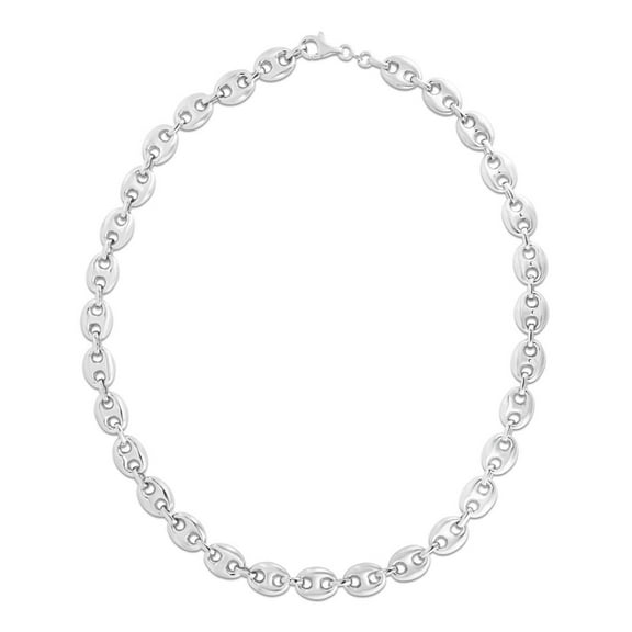 JewelStop Sterling Silver Polished Finish 9.2mm Puffed Mariner Chain with Lobster Clasp - 24"