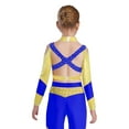 thumbnail image 2 of YiZYiF Girls Acrobatics Dance Tops Long Sleeve Rhinestone Shiny Color Block Cross Back Cutout for Gymnastics Sport Wear Blue 10, 2 of 5