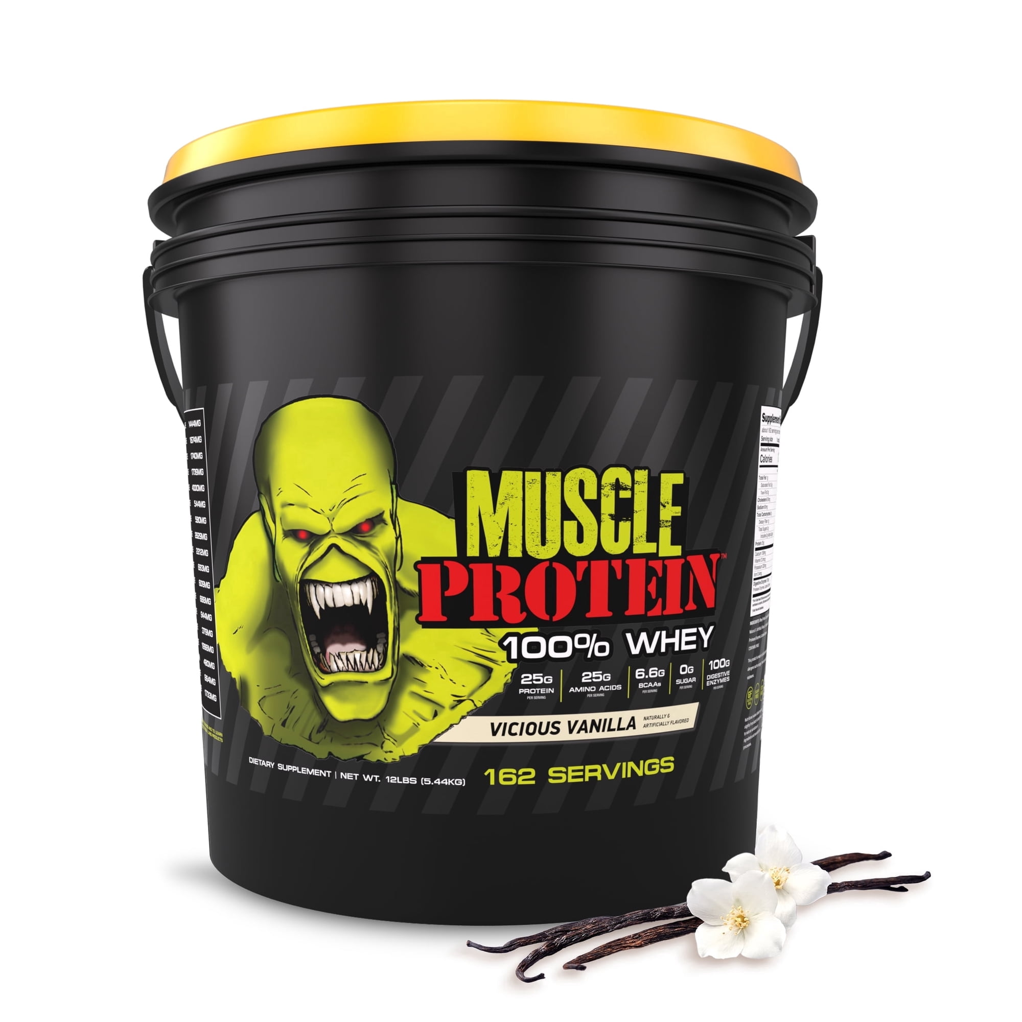 Goliath Labs Whey Protein Powder [12 lbs Bucket] Protein Powder Vanilla Flavor for Lean Muscle Gain & Workout | 25g Protein, 25g Amino Acids, 6.6g BCAAs Per Serving | Diet & Sports Nutrition