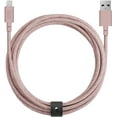 thumbnail image 2 of Native Union Belt Cable XL - 10ft Ultra-Strong Reinforced [MFi Certified] Durable Lightning to USB Charging Cable Compatible with iPhone/iPad (Rose), 2 of 6