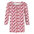 thumbnail image 4 of Penkiiy T-Shirt de la Saint-Valentin pour Femmes Manches 3/4 Col Rond Mignon Cœurs Graphiques T-Shirts Mode Décontractée Blouse L Multicolore, 4 of 5
