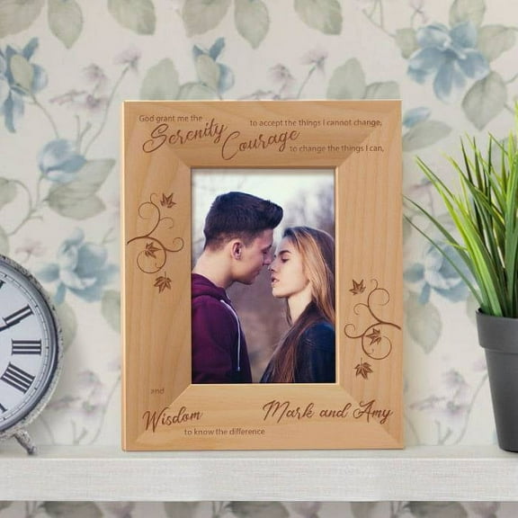 God Give me the Serenity Personalized Wooden Picture Frame 3 1/2" x 5" Brown (Vertical)