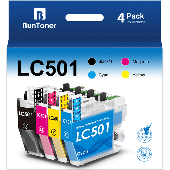 LC501 Ink Cartridges Compatible for Brother LC 501 LC501XL Ink cartridges for Brother Ink MFC-J1260W MFC-J1360DW MFC-J1410DW Printer(4 Pack)
