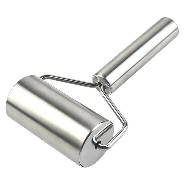 Stainless Steel Roller Non-Stick Rolling Pin with Handle Pastry Making Bakery Kitchen Utensils Tool - 4.5 inch Roller