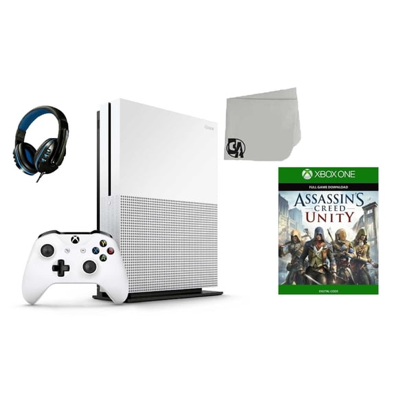 Pre-Owned Microsoft Xbox One S 500GB Gaming Console White with Assassin's Creed- Unity BOLT AXTION ( )