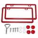 thumbnail image 1 of Marco de placa de matrícula de acero inoxidable Unique Bargains, soporte para placa de matrícula con tornillos y tapas, marco estrecho de 2 agujeros y agujero cuadrado, rojo, 1 of 8