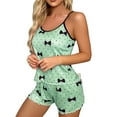 thumbnail image 1 of Gibobby suelta y esponjosa Ropa de dormir con estampado de pajarita para mujer, conjunto de pantalones cortos sin mangas de realce Sexy de dos piezas, ropa interior Sexy, traje de dormir (Verde, M), 1 of 4