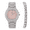 Silver; Blush, variant on Bling Bling Hip Hop Iced Out Watches Nauti Designer Look Full Shiny Diamond Watch Case, Dial and Bracelet ST10364DX SLV-Peach -T