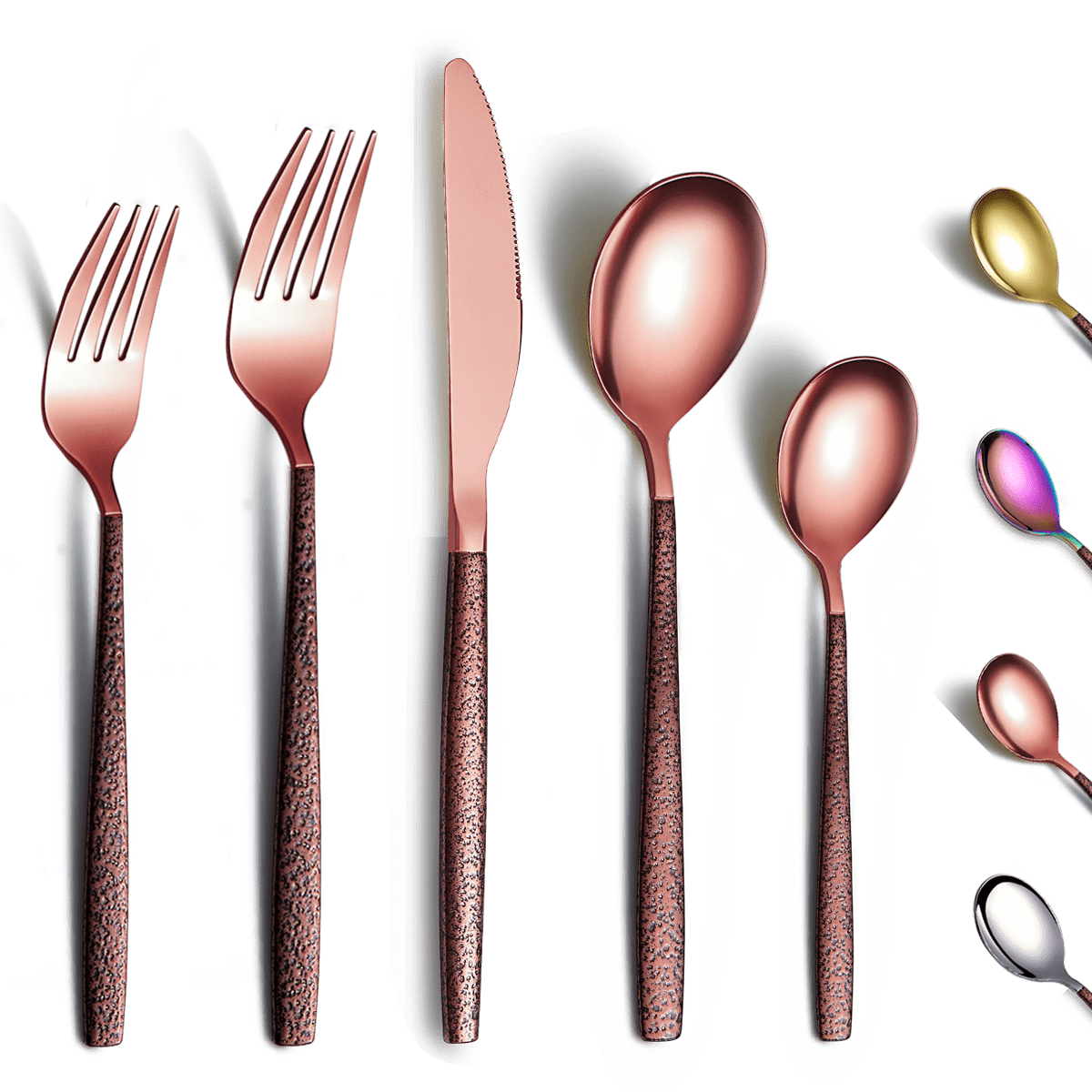 Stapava 48-Piece Copper Silverware Set with Steak Knives for 8, Stainless  Steel Rose Gold Flatware Cutlery Set, Mirror Eating Utensils Tableware with