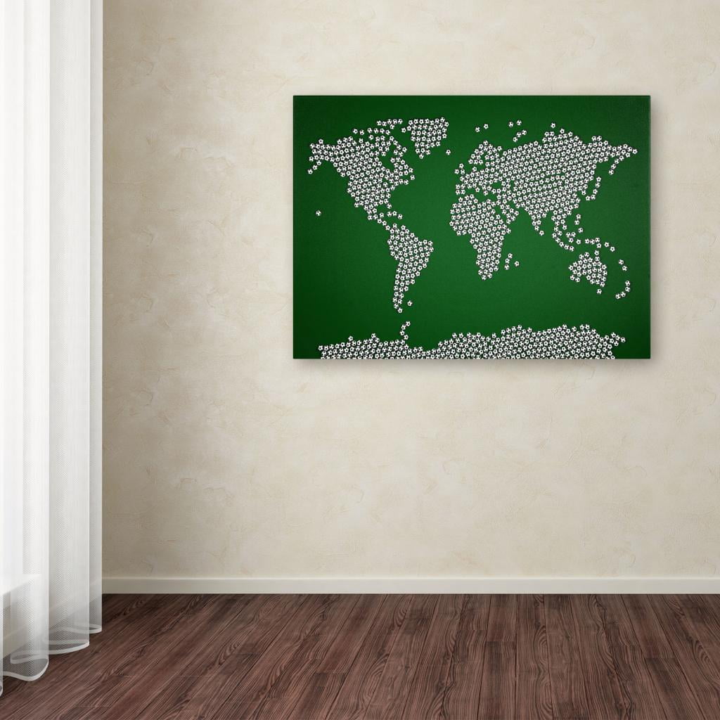Trademark Art 'Soccer Balls World Map' Canvas Art by Michael Tompsett