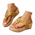 thumbnail image 3 of ibiyuan Platform Flip Flops for Women Thong Sandals for Women Non- Rubber Sole Open Toe Slippers for Women Dressy Orthofeet Shoes for Women, 3 of 9