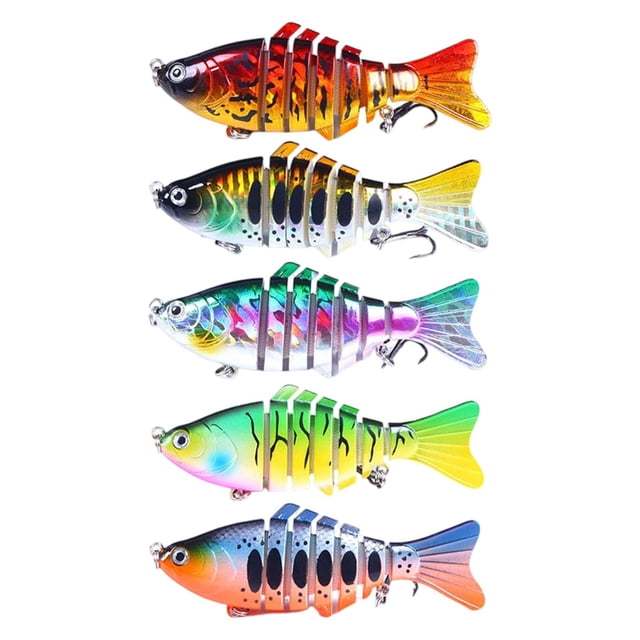 Kit de 5 señuelos de pesca multiarticulados, regalos realistas, aparejos de pesca, señuelos artificiales prácticos con anzuelos triples.