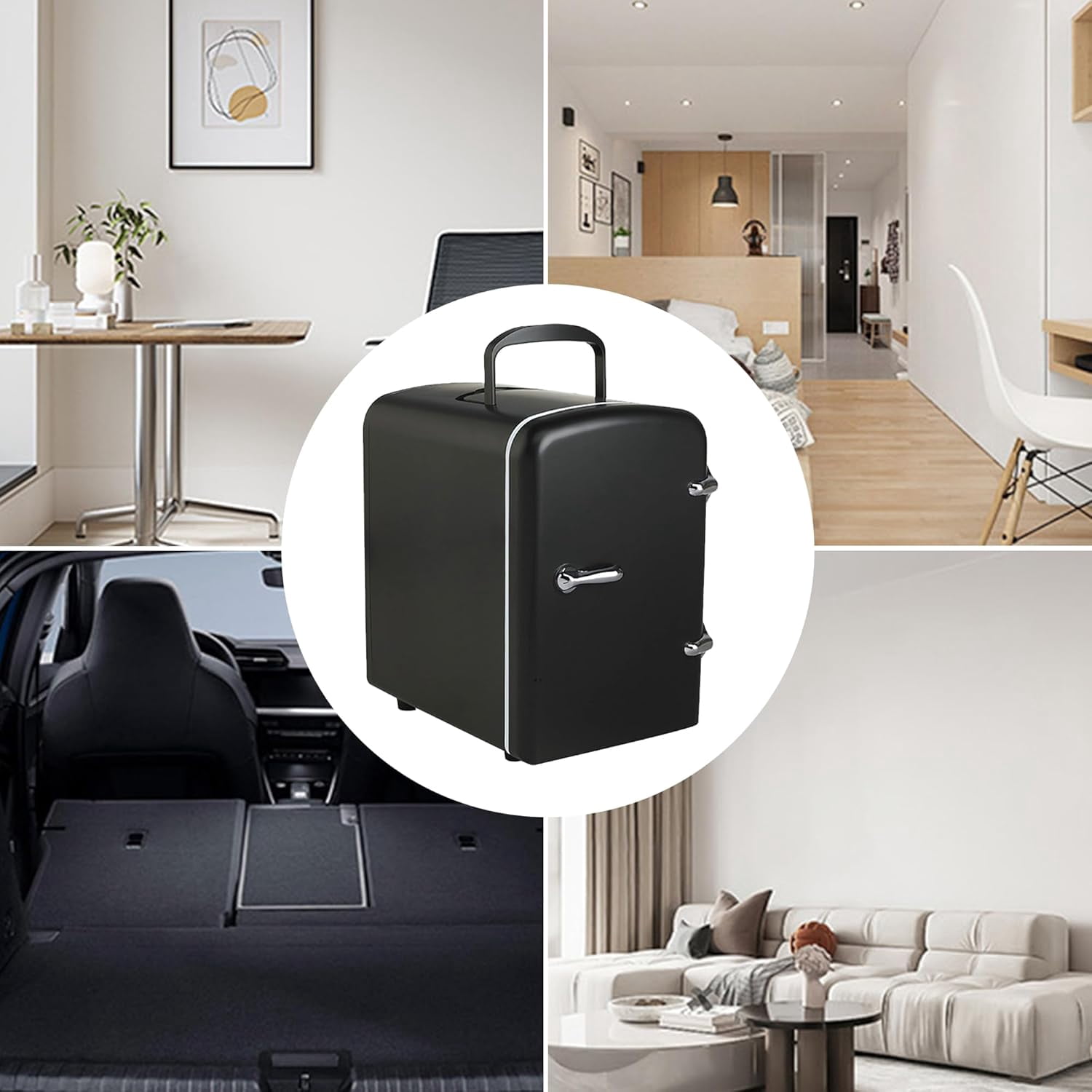 Mini Fridge,Skincare Fridge,Portable 4-Liter Capacity Makeup Fridge,Ideal for Bedroom, Dorm, Car and Office Use,Thermoelectric Cooler and Warmer,Car Fridge (Black)