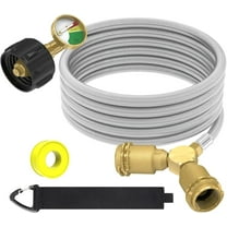 12FT Propane Hose with Propane Splitter 2 Way, Propane Y Splitter Adapter with Shut Off Valve, Two Way LP Gas Adapter Tee Connector for 20lb Propane Tank, Heater, Camping Stove, Gas Burners