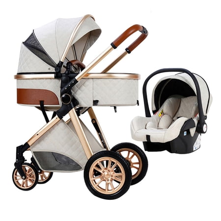 Luxury Folding Baby 3 in 1 Strollers Umbrella Stroller For 1-3 Toddler,High View Seat Pram