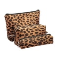 thumbnail image 1 of Set de bolsas de maquillaje AGBIADD con estampado de leopardo, 3 piezas, color marrón, 1 of 7