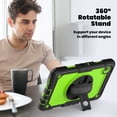 thumbnail image 5 of 3 Layer Case for Samsung Galaxy Tab A9 8.7" 2023 SM-X110 / SM-X115, for Kids Heavy Duty Protective Case with Screen Protector & Stylus Holder & 360 Rotating Stand Hand/Shoulder Strap, Green+Black, 5 of 10
