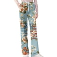 thumbnail image 4 of American 250th Anniversary Pants for Women 1776-2026 American Flag Print Elastic High Waist Lounge Pants Wide Leg Classic Fit Comfy Soft Trousers, #01 Sky Blue, XL, 4 of 5