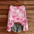 thumbnail image 2 of Sweater for Women Sweet Heart Long Sleeve Crew Neck Valentine's Day Ladies Sweaters Pink, 2 of 3