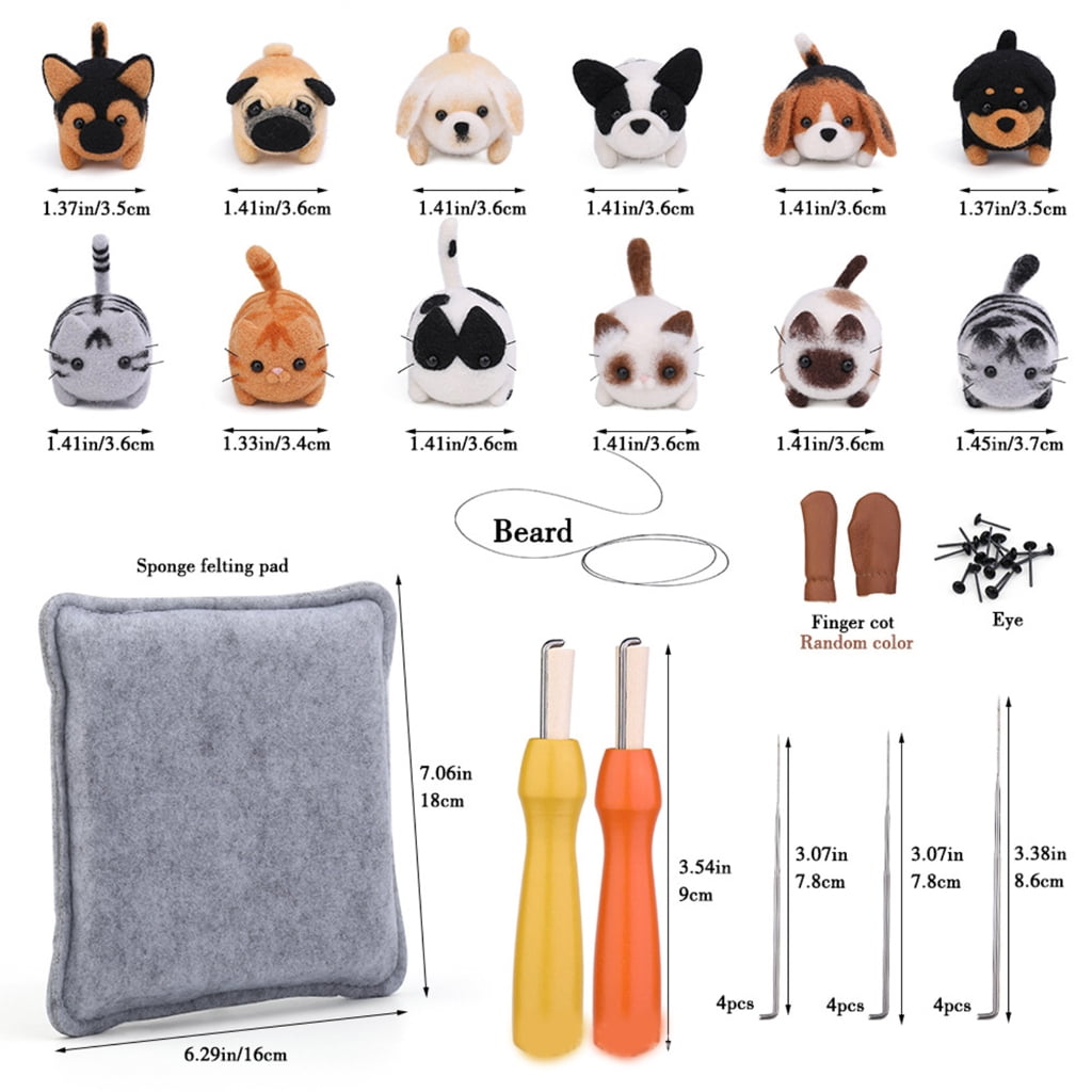 Wool Felting Tool with Needle Instruction Wool Roving Finger Cots Wood HandleAn1ma1Needle Felting Supplies, Beginner Wool Felting Supplies