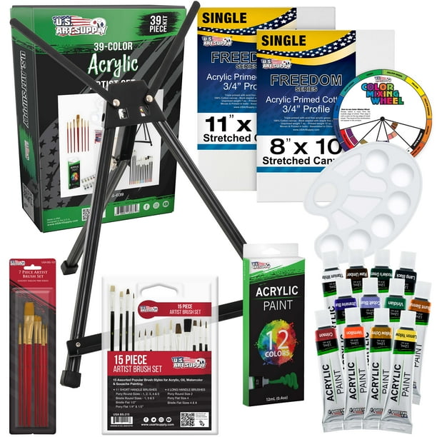 U.S. Art Supply 39Piece Complete Artist Painting Set with Easel 12