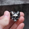 thumbnail image 3 of ZMY Home Skull Rings Stainless Steel Jewelry Chunky Demonic Horned Vampire Head Rings (7), 3 of 6