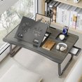 thumbnail image 2 of Foldable Laptop Desk for Bed with 6 Gear Adjustable Height Stand, Lap Table, Breakfast Tray, Writing Desk with Drawer for Working and Gaming, 2 of 5