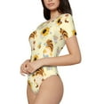 thumbnail image 2 of Balery Women'Swatercolor Bee Honey Honeycomb Bee Crew Neck Round Neck Short Sleeves Slim Fit Casual Basic Extender Bodysuit Daily Jumpsuit T Shirts-Medium, 2 of 9