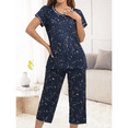 thumbnail image 4 of WQD Womens Pajama Sets Pj Set Floral Print Short Short Sleeve Top With Capri Pants Sleepwear 2 Piece Loungewear with Pockets, 4 of 7