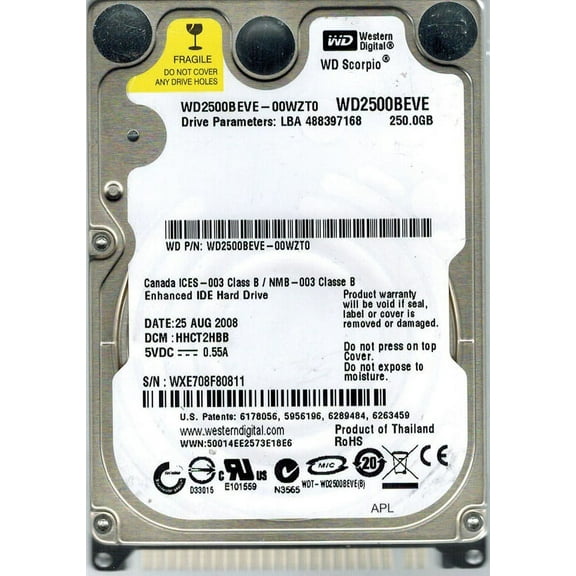 Western Digital WD2500BEVE-00WZT0 250GB DCM: HHCT2HBB