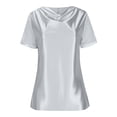 thumbnail image 5 of Agkizg Women's Crew Neck Short Sleeve T Shirt Solid Color Mesh Rhinestone Casual Basic Daily Fashion Top, 5 of 5