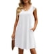 thumbnail image 5 of Vestido Corto Casual Con Cuello En V, Color Puro Para Mujer Con Cuello En V, Vestido Casual Con Dobladillo Suelto Para Vacaciones LHCER Blanco XXL, 5 of 6