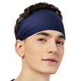 thumbnail image 4 of Soumake Men Sports Headband Moisture Wicking Wide Workout Headband Quick Drying Solid Color Running Cycling Sweatband Headband Fashion, 4 of 8