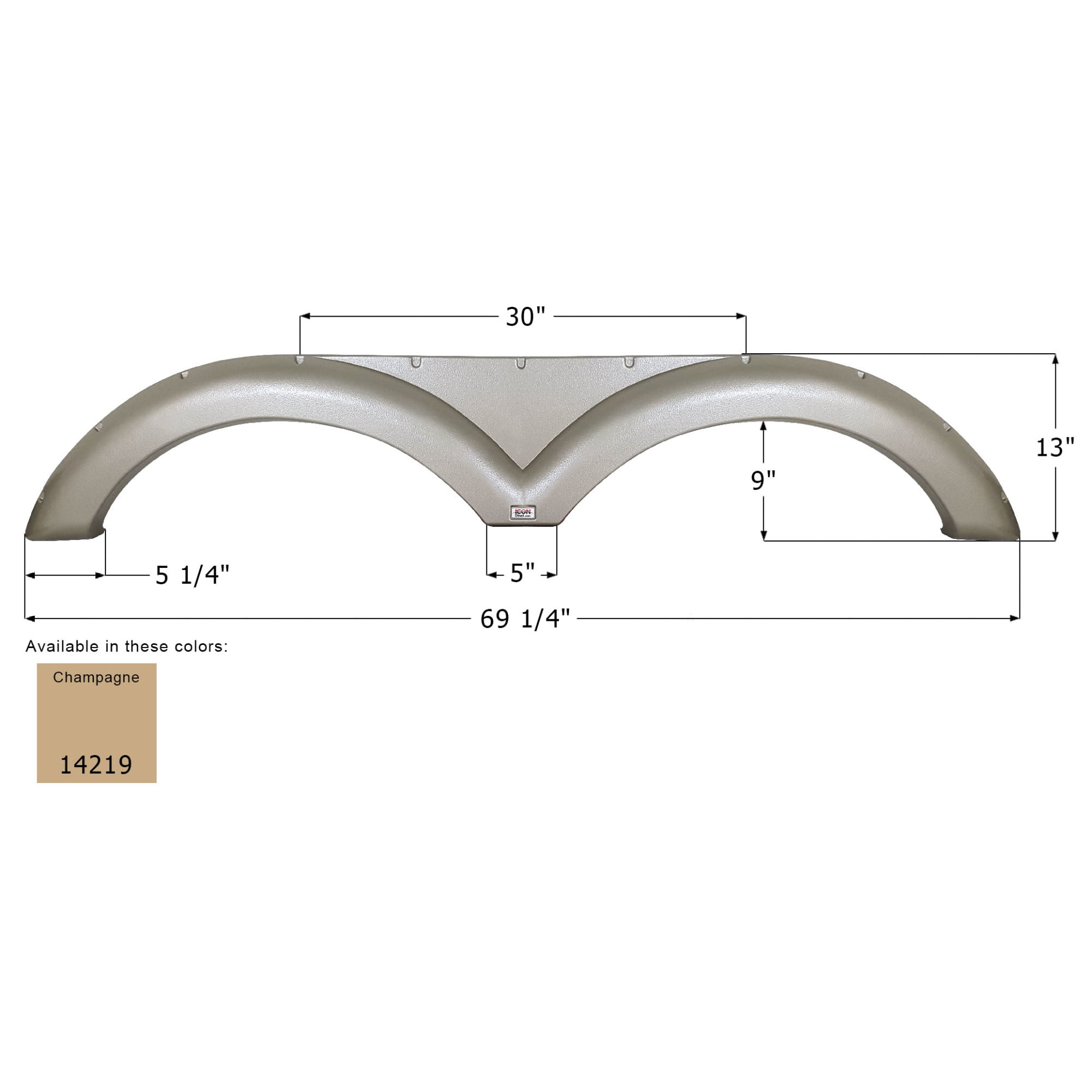 Icon 14219 Tandem Axle Fender Skirt FS4219 for Gulf Stream - Champagne