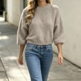 thumbnail image 6 of Edvintorg Pullover Sweaters for Women Crew Neck Casual Knit Sweater Long Sleeve Loose Top Womens Fashion Khaki XL, 6 of 6