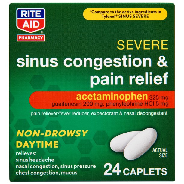 Rite Aid Daytime Sinus Congestion & Pain Relief, Acetaminophen, 325 mg