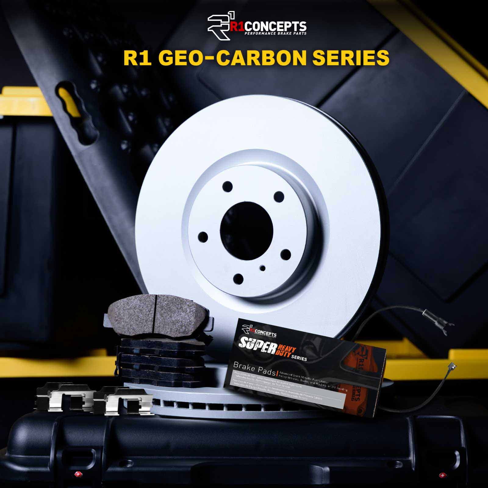 R1 Concepts WDXS1-63123 Front Brakes and Rotors, OEM Specifications, (2) Brake Rotors + (4) Brake Pads + Hardware Kit + Sensor