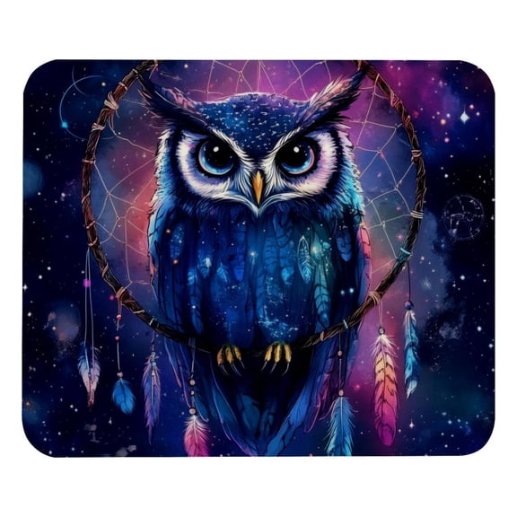 PhooArto Comfortable Mouse Pad Galaxy Dreamcatcher and Owl Desktop Mousepad , 21 x 25 cm Mouse Mat, Non-Slip Rubber Base, Improves Speed and Precision