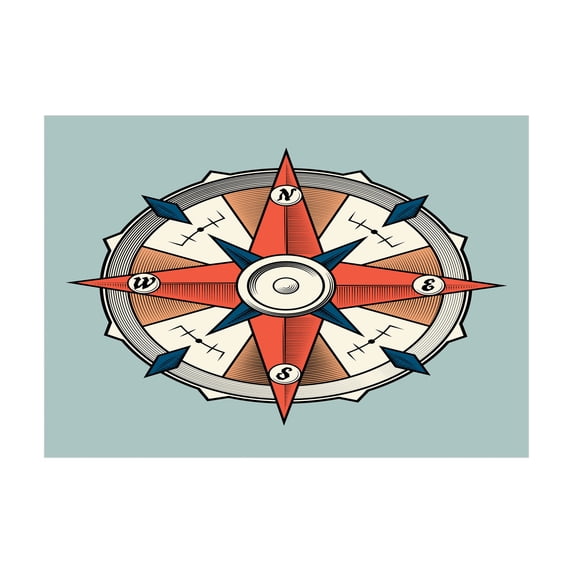 Ambesonne Compass Jigsaw Puzzle, Cruise Compass Grunge, Heirloom-Quality Fun Activity for Family Durable Cardboard, 1000 pcs, Pale Orange Turquoise