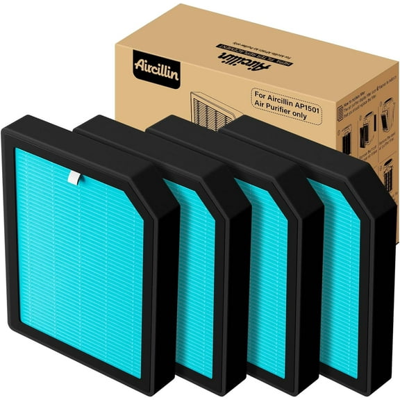 Aircillin Air Purifier AP1501 Replacement Absorbs Smoke Appliance Air Filters 4 Count