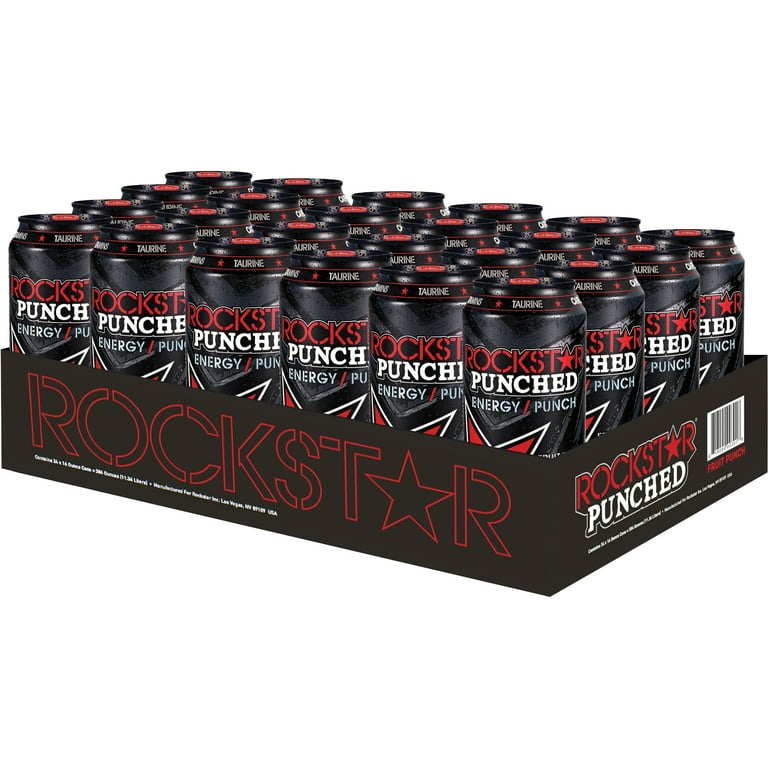 Rockstar Energy Drink Punched Fruit Punch, 16oz Cans (12 Pack)